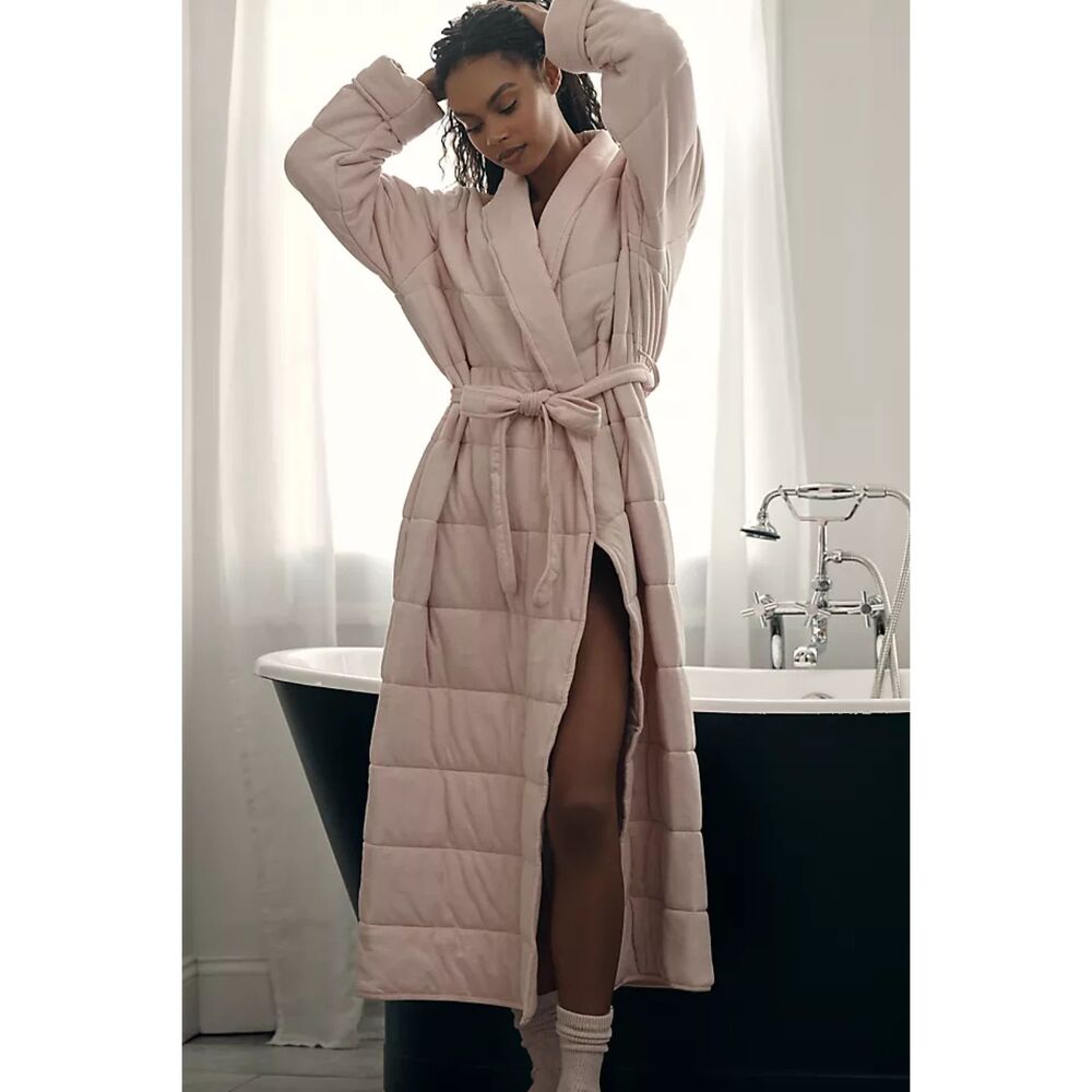 Papinelle Cuddle Puffa Maxi Robe Puffer Pockets Belted Quilted Pink Large